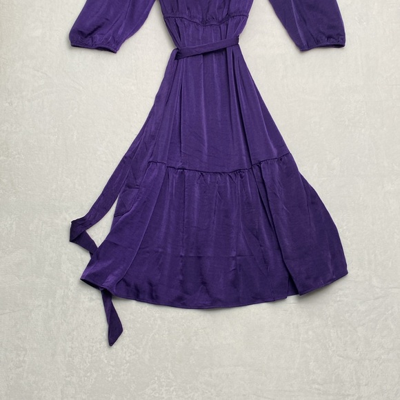 NEW Lucky Brand Women's Midi Dress w/Belt 3/4 Sleeve V-Neck Size XL Purple - Picture 2 of 13